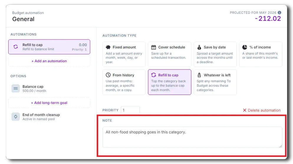 automation with note