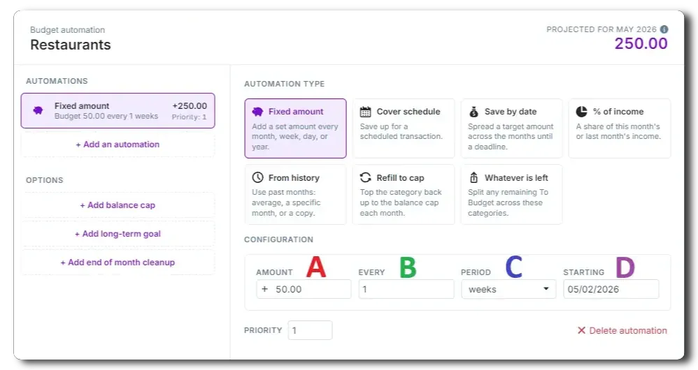 fixed amount automation