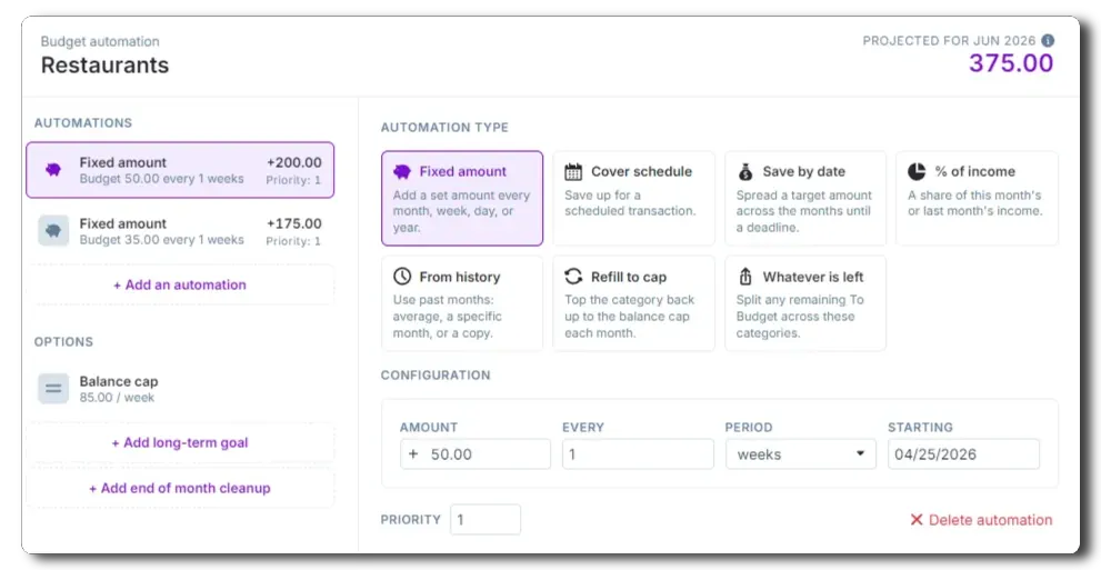 balance cap example showing June