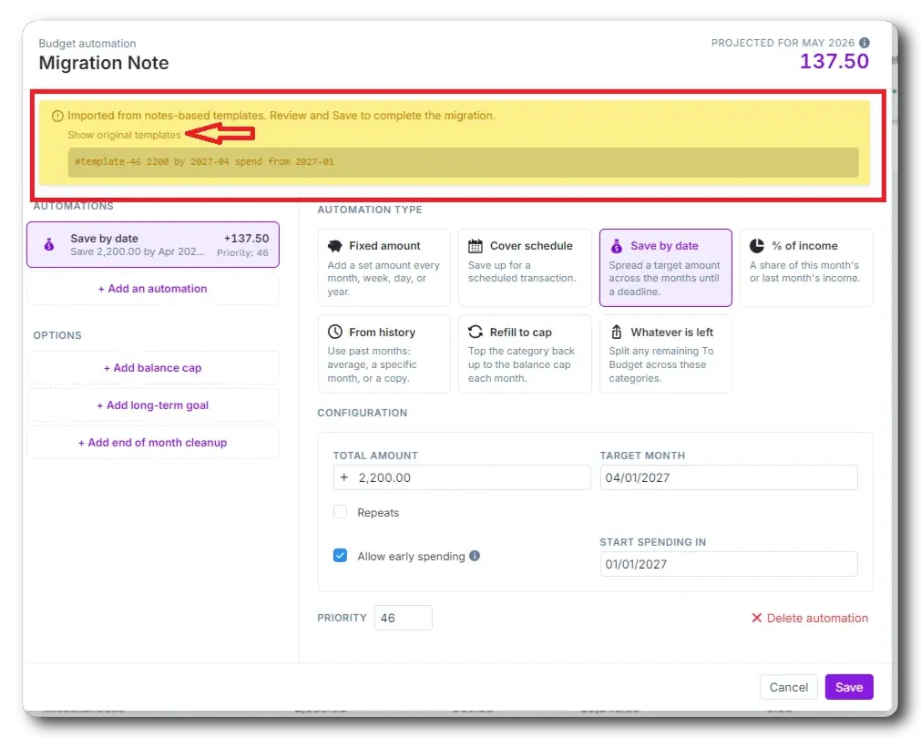 goal migration form